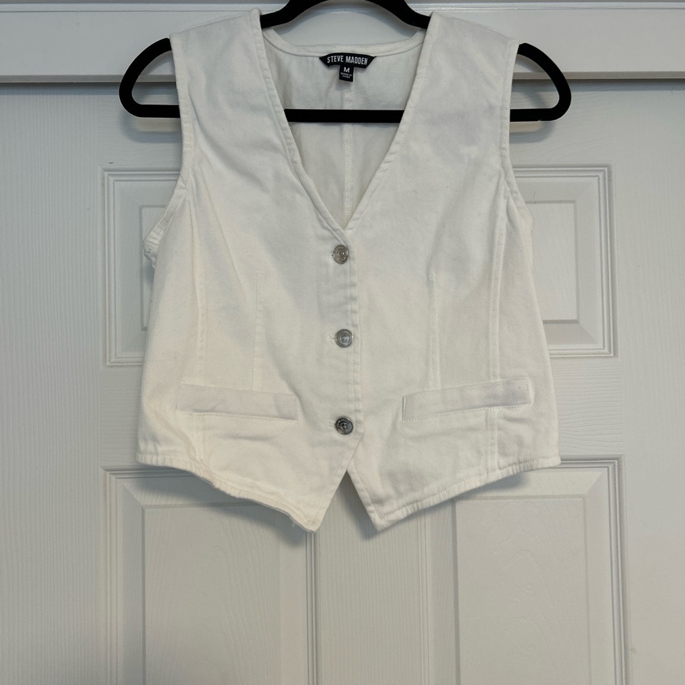 Steve Madden Ivory Button Down Vest